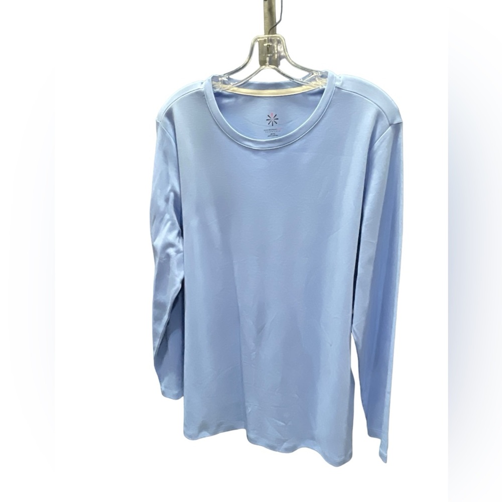 Isaac Mizrahi Live Lt Blue Crew neck long‎ sleeve